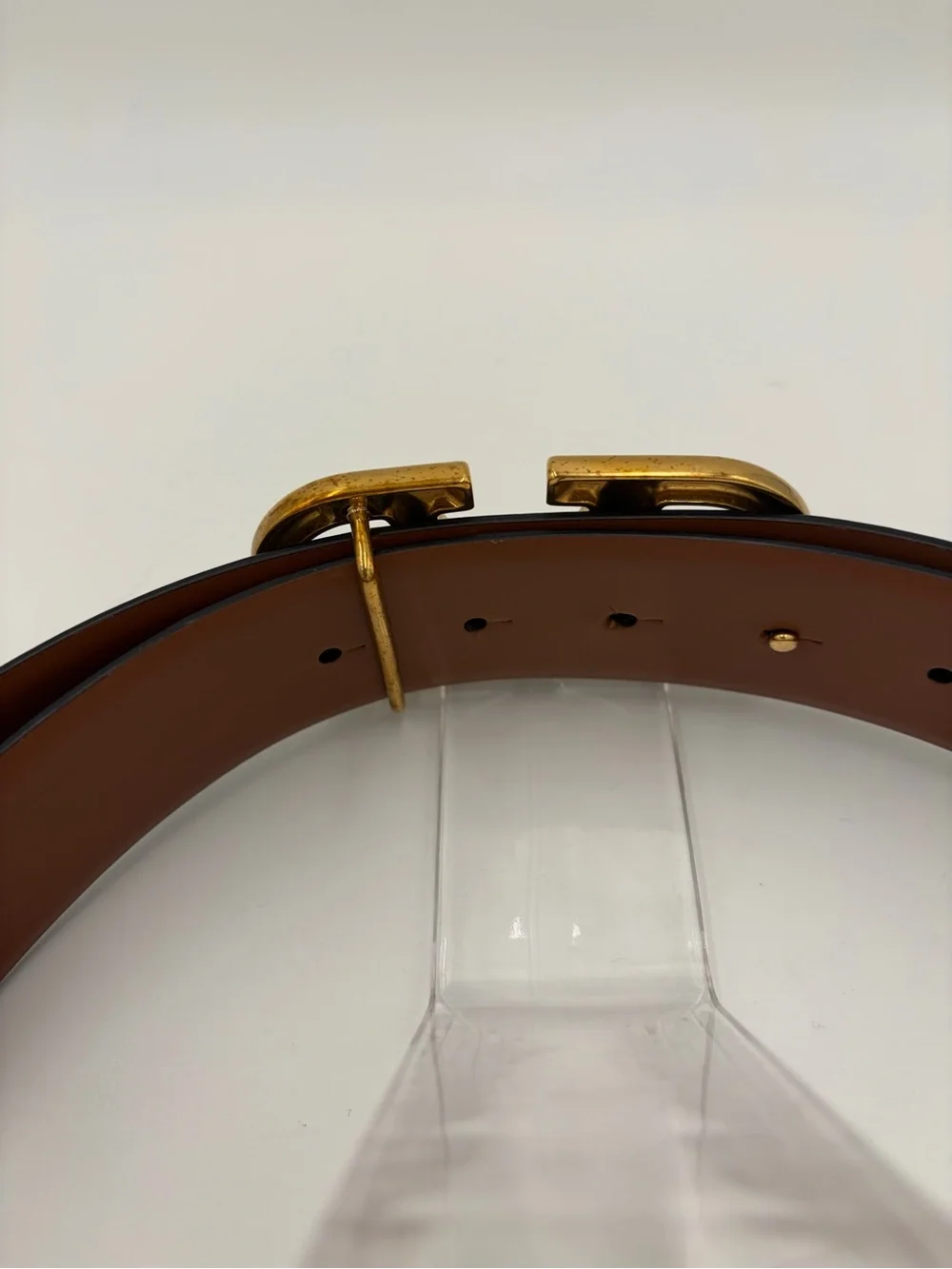 Valentino Garavani Brown Leather VLogo Belt Women’s Gold Buckle 40mm 1.6 90 / 36